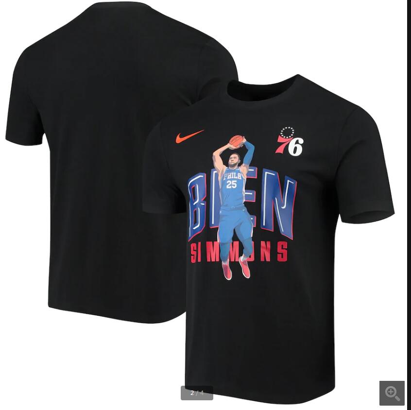 2020 NBA Men Ben Simmons Philadelphia 76ers Nike Hero Performance TShirt  Black